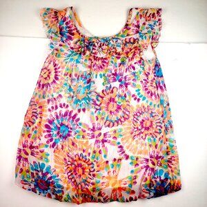 Pogo Club of NY Girls Top Size 10 12 A-Line Floral Liner Flower Embellishments